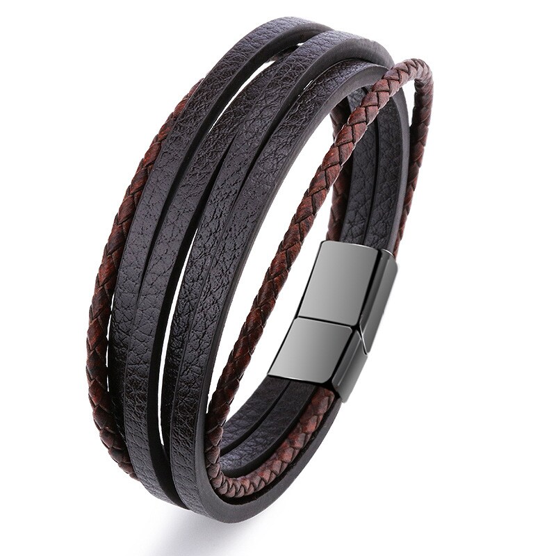 1 Piece Simple Daily Style Line Shape Leather Men's Bracelet h5 